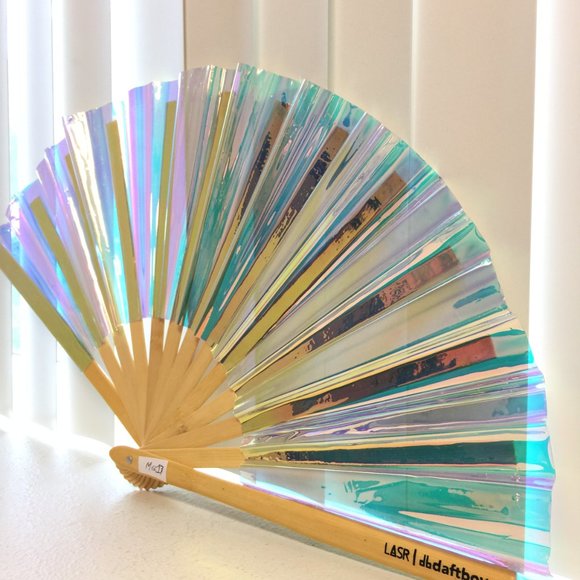 PRE-LOVED LASR - Liquid Shockwave Iridescent Fluid Rave Fan- MISC017 - Picture 3 of 10